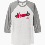 Medora Hornets <span class="pdp-name-mascot">Medora Hornets</span> Next Level Unisex Tri-Blend 3/4-Sleeve Raglan T-Shirt Front Thumbnail