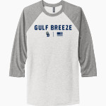 GULF BREEZE HIGH SCHOOL DOLPHINS <span class="pdp-name-mascot">GULF BREEZE DOLPHINS</span> Next Level Unisex Tri-Blend 3/4-Sleeve Raglan T-Shirt Front Thumbnail