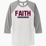 FAITH CHRISTIAN ACADEMY LIONS <span class="pdp-name-mascot">FAITH LIONS</span> Next Level Unisex Tri-Blend 3/4-Sleeve Raglan T-Shirt Front Thumbnail