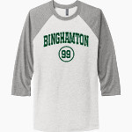Binghamton University <span class="pdp-name-mascot">Binghamton Bearcats</span> Next Level Unisex Tri-Blend 3/4-Sleeve Raglan T-Shirt Front Thumbnail