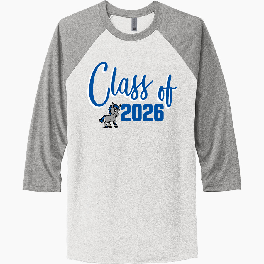 MacArthur Elementary Mustangs Next Level Unisex Tri-Blend 3/4-Sleeve Raglan T-Shirt