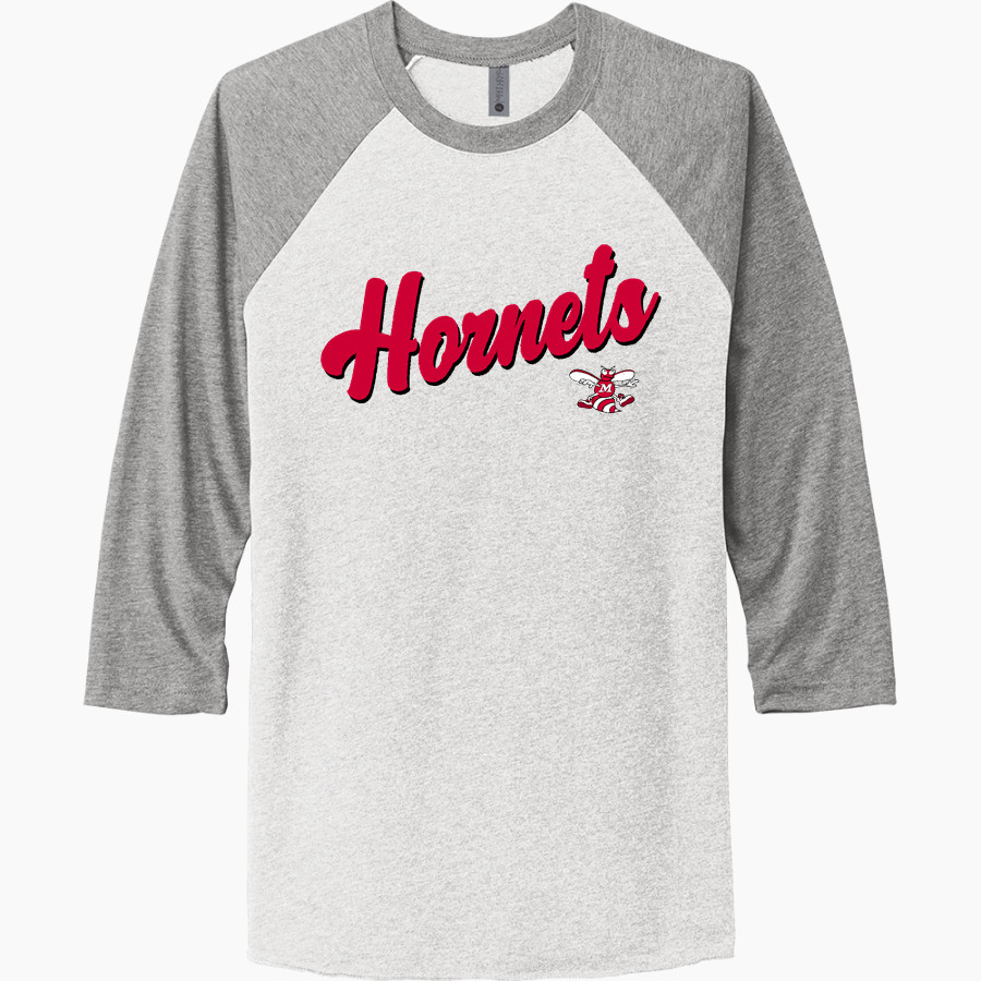 Medora Hornets <span class="pdp-name-mascot">Medora Hornets</span> Next Level Unisex Tri-Blend 3/4-Sleeve Raglan T-Shirt