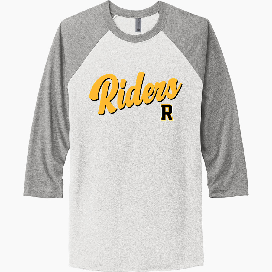 Roosevelt Roughriders <span class="pdp-name-mascot">Roosevelt Riders</span> Next Level Unisex Tri-Blend 3/4-Sleeve Raglan T-Shirt