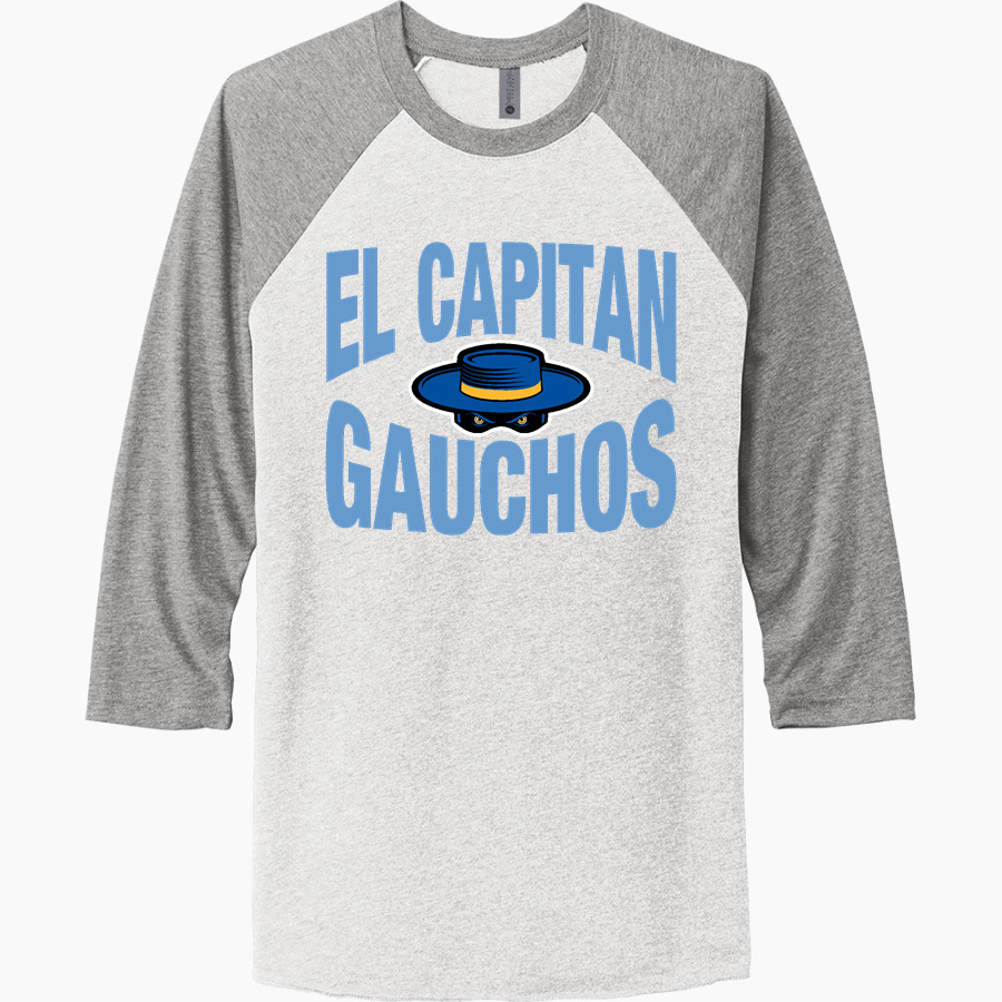 EL CAPITAN HIGH SCHOOL GAUCHOS <span class="pdp-name-mascot">EL CAPITAN GAUCHOS</span> Next Level Unisex Tri-Blend 3/4-Sleeve Raglan T-Shirt