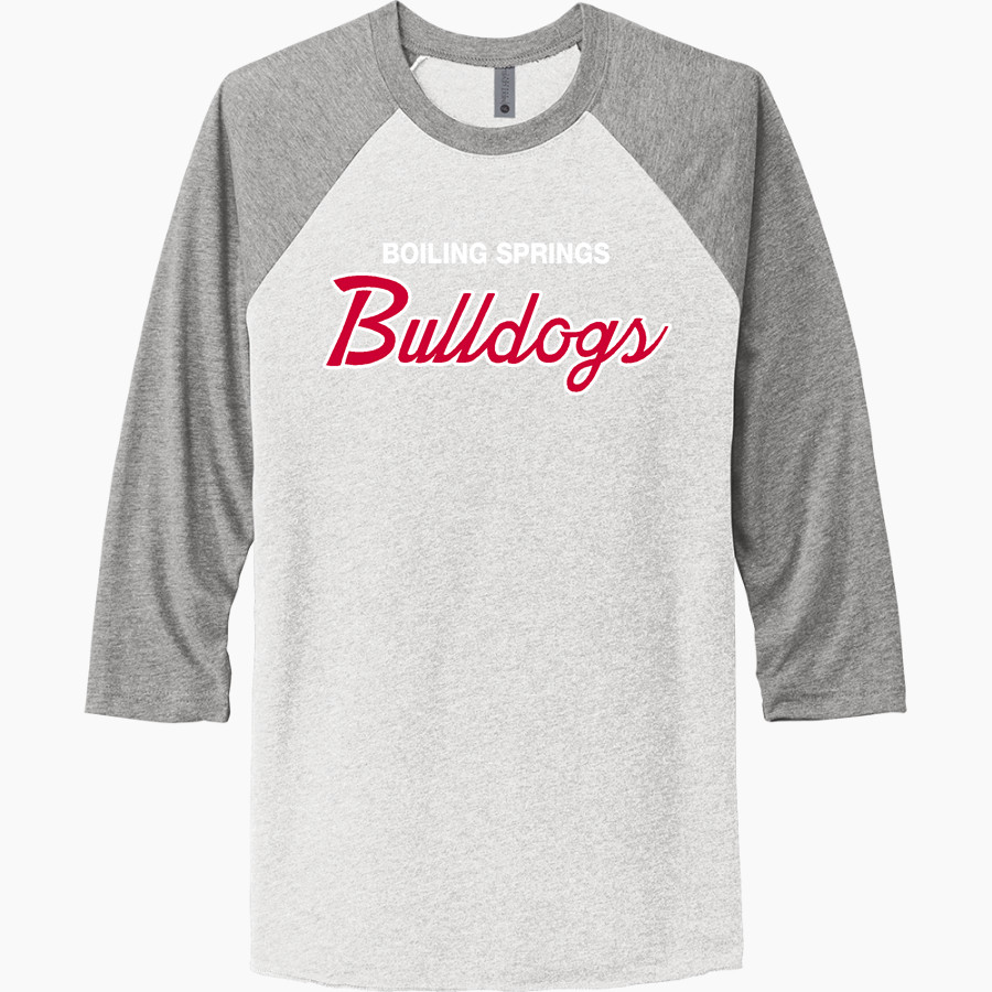 Boiling Springs Middle School bulldogs offical sideline store <span class="pdp-name-mascot">Boiling Springs Bulldogs</span> Next Level Unisex Tri-Blend 3/4-Sleeve Raglan T-Shirt