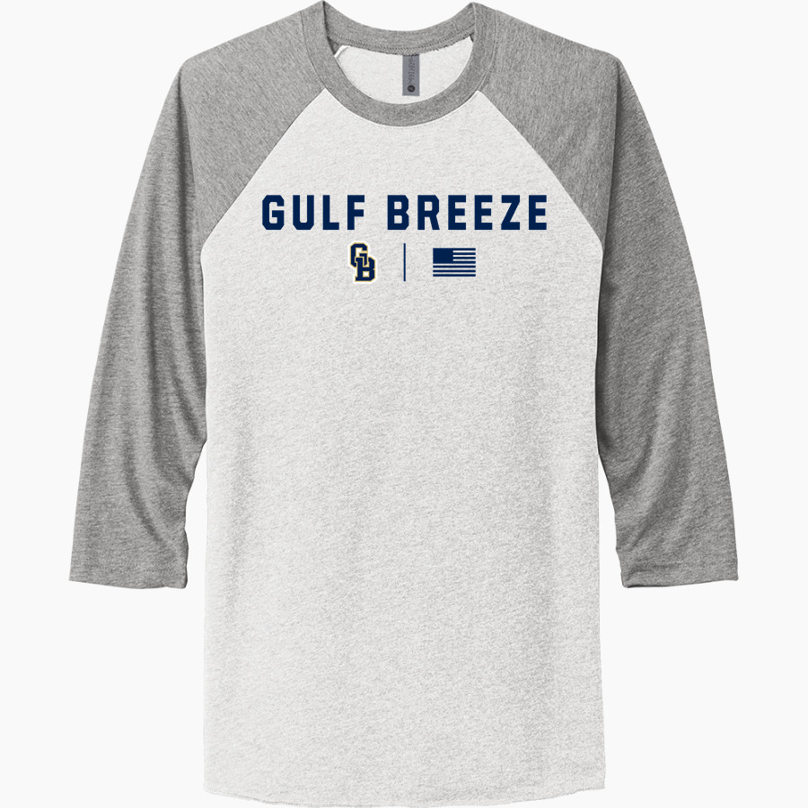 GULF BREEZE HIGH SCHOOL DOLPHINS <span class="pdp-name-mascot">GULF BREEZE DOLPHINS</span> Next Level Unisex Tri-Blend 3/4-Sleeve Raglan T-Shirt