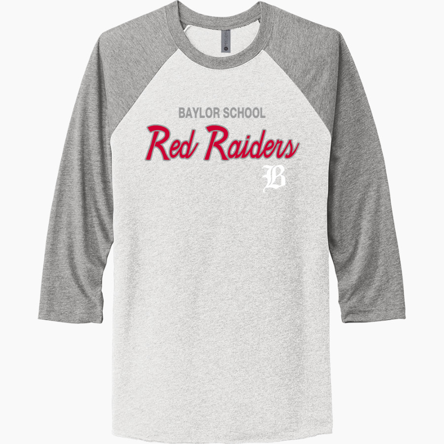 Baylor School Red Raiders <span class="pdp-name-mascot">Baylor School Red Raiders</span> Next Level Unisex Tri-Blend 3/4-Sleeve Raglan T-Shirt