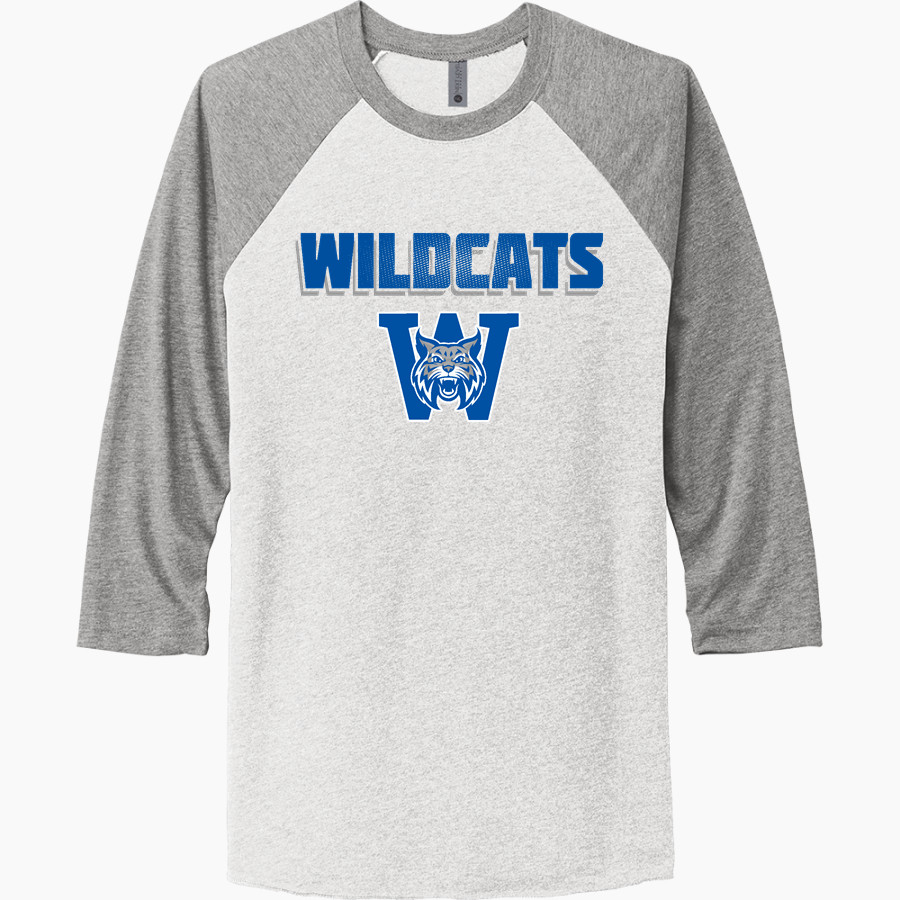 WELCH HIGH SCHOOL WILDCATS <span class="pdp-name-mascot">WELCH WILDCATS</span> Next Level Unisex Tri-Blend 3/4-Sleeve Raglan T-Shirt