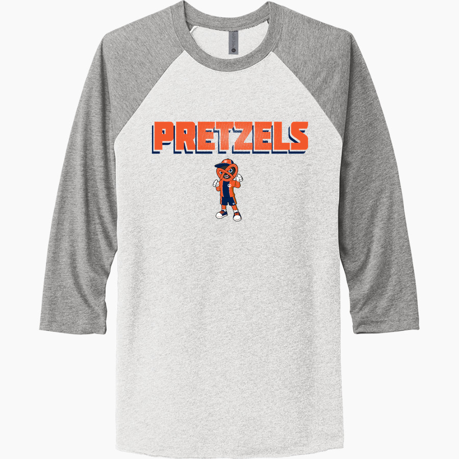 NEW BERLIN HIGH SCHOOL PRETZELS <span class="pdp-name-mascot">NEW BERLIN PRETZELS</span> Next Level Unisex Tri-Blend 3/4-Sleeve Raglan T-Shirt