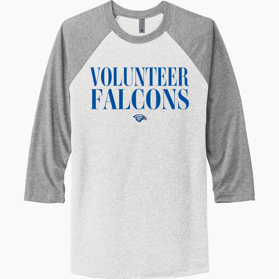 VOLUNTEER HIGH SCHOOL FALCONS <span class="pdp-name-mascot">VOLUNTEER FALCONS</span> Next Level Unisex Tri-Blend 3/4-Sleeve Raglan T-Shirt