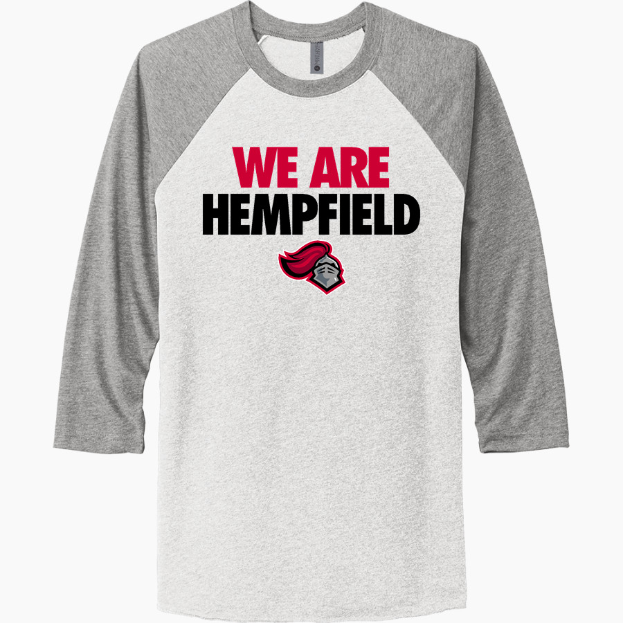 HEMPFIELD HIGH SCHOOL BLACK KNIGHTS <span class="pdp-name-mascot">HEMPFIELD BLACK KNIGHTS</span> Next Level Unisex Tri-Blend 3/4-Sleeve Raglan T-Shirt