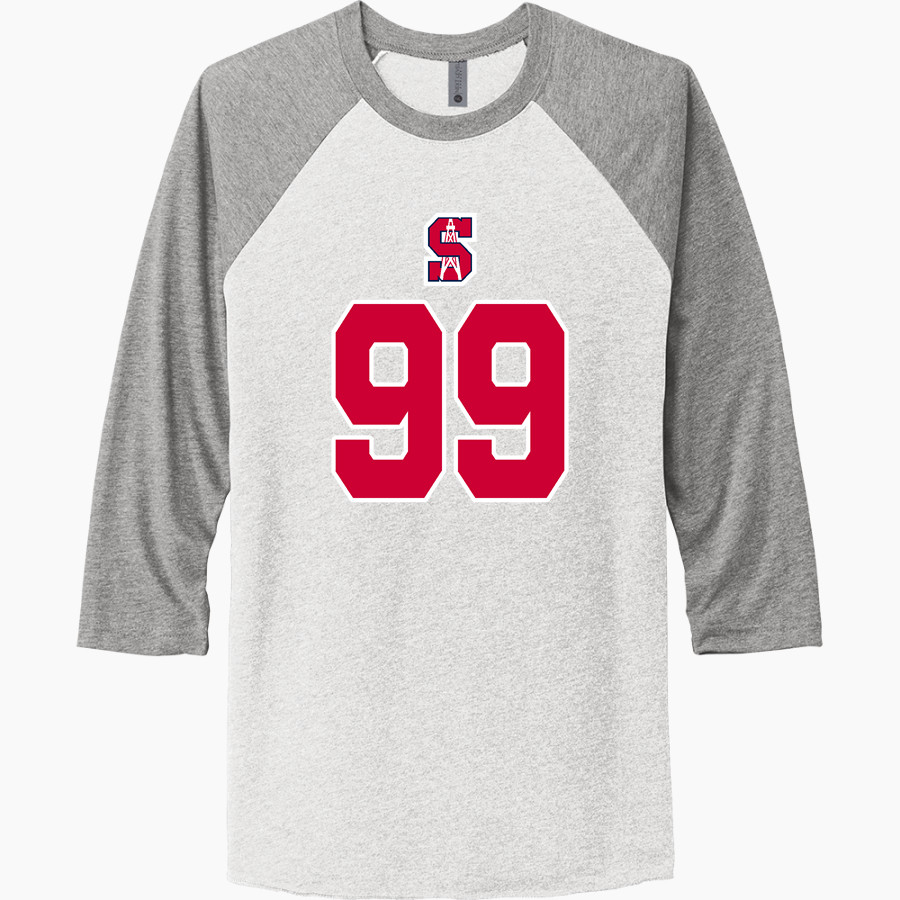 SUNDOWN HIGH SCHOOL ROUGHNECKS <span class="pdp-name-mascot">SUNDOWN ROUGHNECKS</span> Next Level Unisex Tri-Blend 3/4-Sleeve Raglan T-Shirt