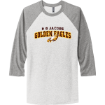 H D JACOBS HIGH SCHOOL GOLDEN EAGLES <span class="pdp-name-mascot">H D JACOBS GOLDEN EAGLES</span> Next Level Unisex Tri-Blend 3/4-Sleeve Raglan T-Shirt Front Thumbnail