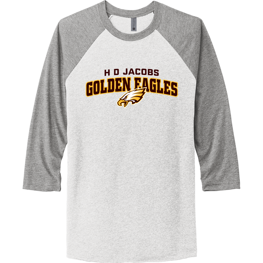 H D JACOBS HIGH SCHOOL GOLDEN EAGLES <span class="pdp-name-mascot">H D JACOBS GOLDEN EAGLES</span> Next Level Unisex Tri-Blend 3/4-Sleeve Raglan T-Shirt