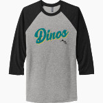 Discovery Peak Dinos <span class="pdp-name-mascot">Discovery Peak Dinos</span> Next Level Unisex Tri-Blend 3/4-Sleeve Raglan T-Shirt Front Thumbnail