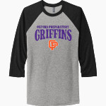 OXFORD PREPARATORY GRIFFINS <span class="pdp-name-mascot">OXFORD PREPRATORY ACADEMY GRIFFINS</span> Next Level Unisex Tri-Blend 3/4-Sleeve Raglan T-Shirt Front Thumbnail