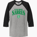 Schalmont Sabres Next Level Unisex Tri-Blend 3/4-Sleeve Raglan T-Shirt Front Thumbnail