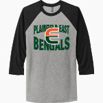 Plainfield East Bengals <span class="pdp-name-mascot">Plainfield East</span> Next Level Unisex Tri-Blend 3/4-Sleeve Raglan T-Shirt Front Thumbnail