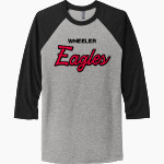 Wheeler Eagles <span class="pdp-name-mascot">Wheeler Eagles</span> Next Level Unisex Tri-Blend 3/4-Sleeve Raglan T-Shirt Front Thumbnail