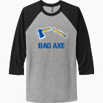 BAD AXE HIGH SCHOOL HATCHETS <span class="pdp-name-mascot">BAD AXE HATCHETS</span> Next Level Unisex Tri-Blend 3/4-Sleeve Raglan T-Shirt Front Thumbnail