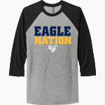 Brooklane Baptist Eagles Next Level Unisex Tri-Blend 3/4-Sleeve Raglan T-Shirt Front Thumbnail