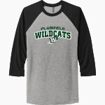 PLAINFIELD CENTRAL HIGH SCHOOL WILDCATS Next Level Unisex Tri-Blend 3/4-Sleeve Raglan T-Shirt Front Thumbnail