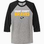 Grant County Braves The Official Online Store <span class="pdp-name-mascot">Grant County Braves</span> Next Level Unisex Tri-Blend 3/4-Sleeve Raglan T-Shirt Front Thumbnail