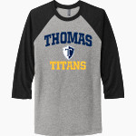 Thomas TITANS <span class="pdp-name-mascot">THOMAS TITANS</span> Next Level Unisex Tri-Blend 3/4-Sleeve Raglan T-Shirt Front Thumbnail