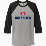 GRASSFIELD HIGH SCHOOL GRIZZLIES <span class="pdp-name-mascot">GRASSFIELD GRIZZLIES</span> Next Level Unisex Tri-Blend 3/4-Sleeve Raglan T-Shirt Front Thumbnail