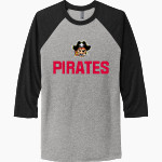 PECK COMMUNITY Pirates <span class="pdp-name-mascot">PECK COMMUNITY SCHOOLS Pirates</span> Next Level Unisex Tri-Blend 3/4-Sleeve Raglan T-Shirt Front Thumbnail