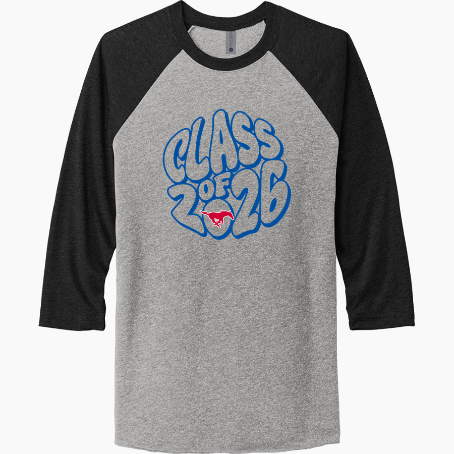 ARKOMA HIGH SCHOOL MUSTANGS <span class="pdp-name-mascot">ARKOMA MUSTANGS</span> Next Level Unisex Tri-Blend 3/4-Sleeve Raglan T-Shirt