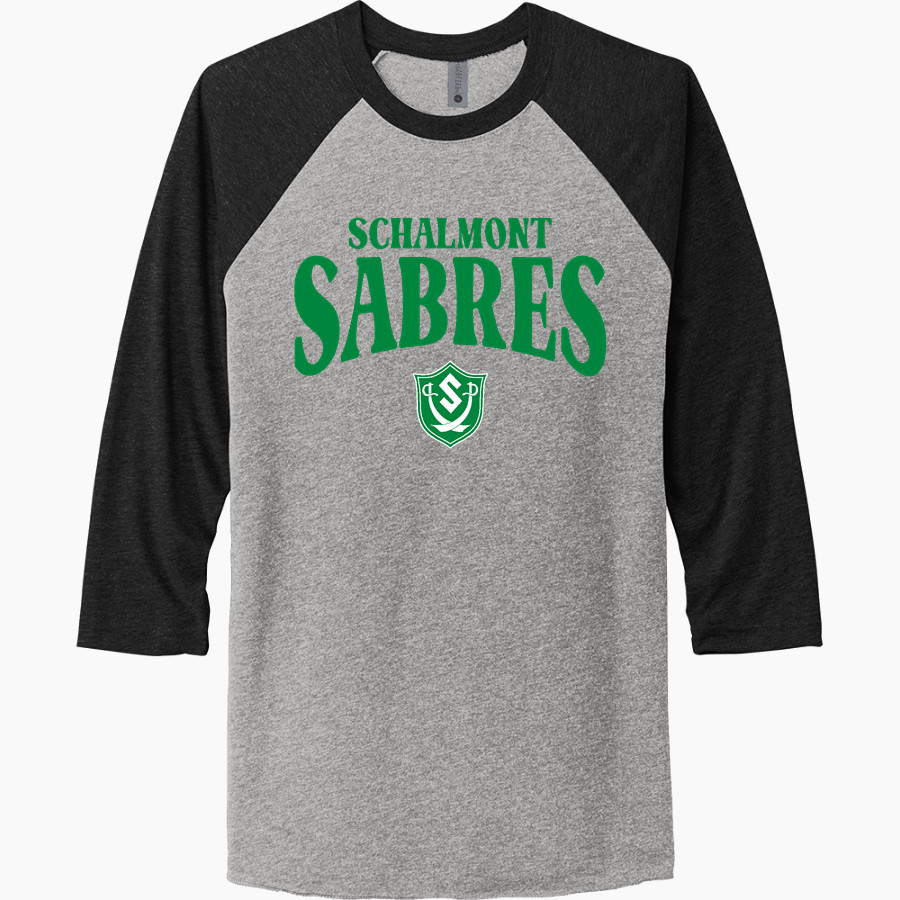 Schalmont Sabres Next Level Unisex Tri-Blend 3/4-Sleeve Raglan T-Shirt