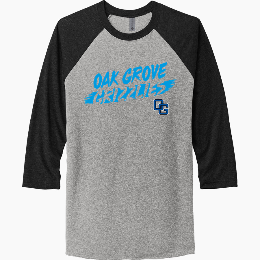 Oak Grove Grizzlies <span class="pdp-name-mascot">Oak Grove Grizzlies</span> Next Level Unisex Tri-Blend 3/4-Sleeve Raglan T-Shirt
