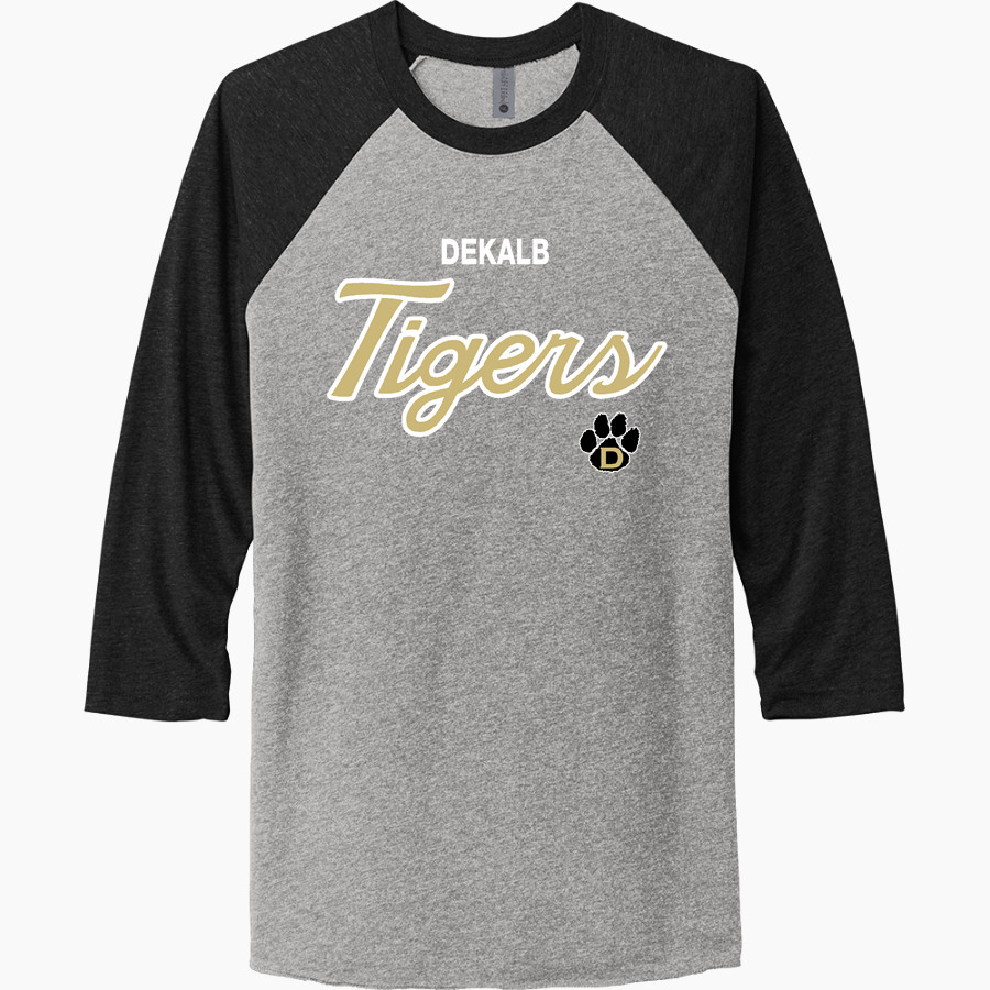 DEKALB HIGH SCHOOL TIGERS <span class="pdp-name-mascot">DEKALB TIGERS</span> Next Level Unisex Tri-Blend 3/4-Sleeve Raglan T-Shirt