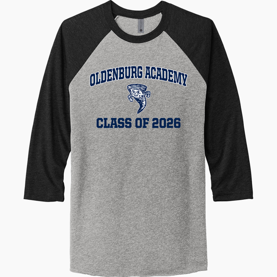 OLDENBURG ACADEMY TWISTERS Next Level Unisex Tri-Blend 3/4-Sleeve Raglan T-Shirt
