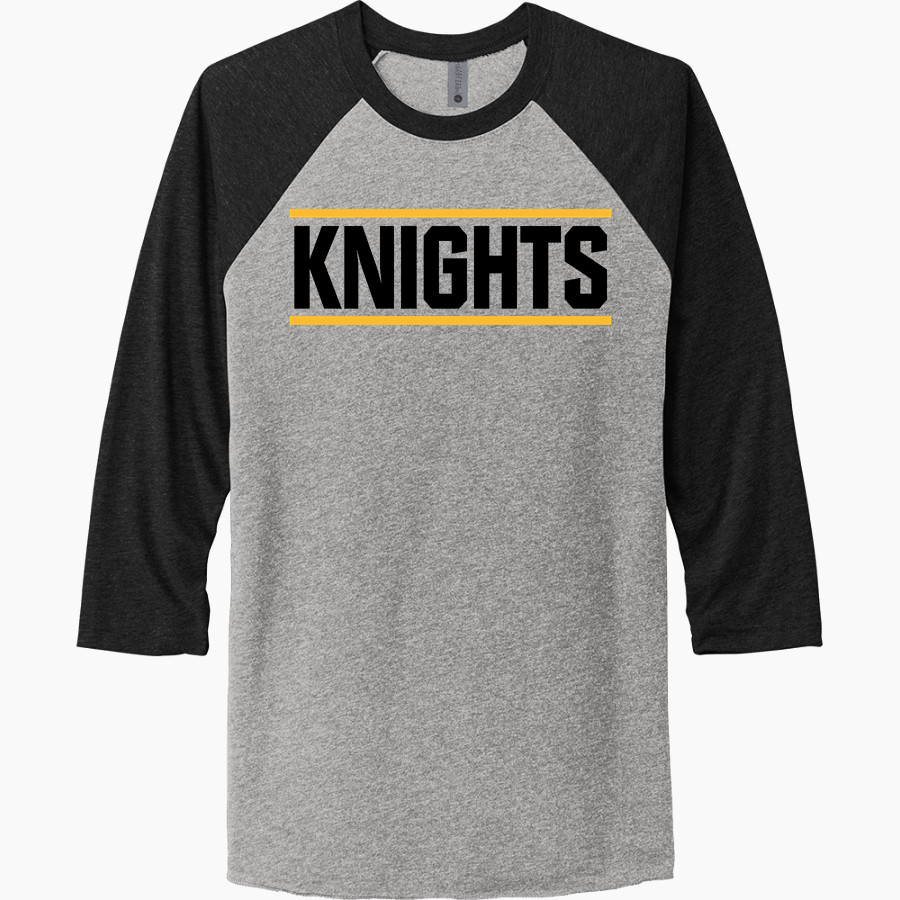 RIO LINDA HIGH SCHOOL KNIGHTS <span class="pdp-name-mascot">RIO LINDA KNIGHTS</span> Next Level Unisex Tri-Blend 3/4-Sleeve Raglan T-Shirt