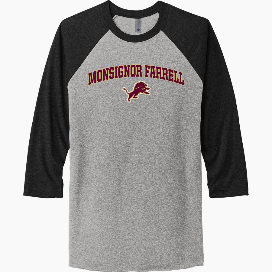 Monsignor Farrell The Official Store of the Lions <span class="pdp-name-mascot">Monsignor Farrell Lions</span> Next Level Unisex Tri-Blend 3/4-Sleeve Raglan T-Shirt
