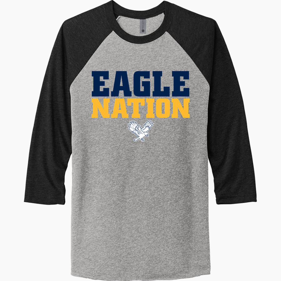 Brooklane Baptist Eagles Next Level Unisex Tri-Blend 3/4-Sleeve Raglan T-Shirt