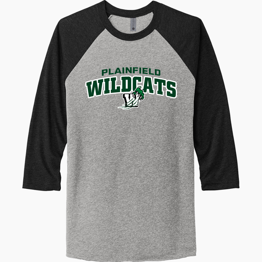 PLAINFIELD CENTRAL HIGH SCHOOL WILDCATS Next Level Unisex Tri-Blend 3/4-Sleeve Raglan T-Shirt
