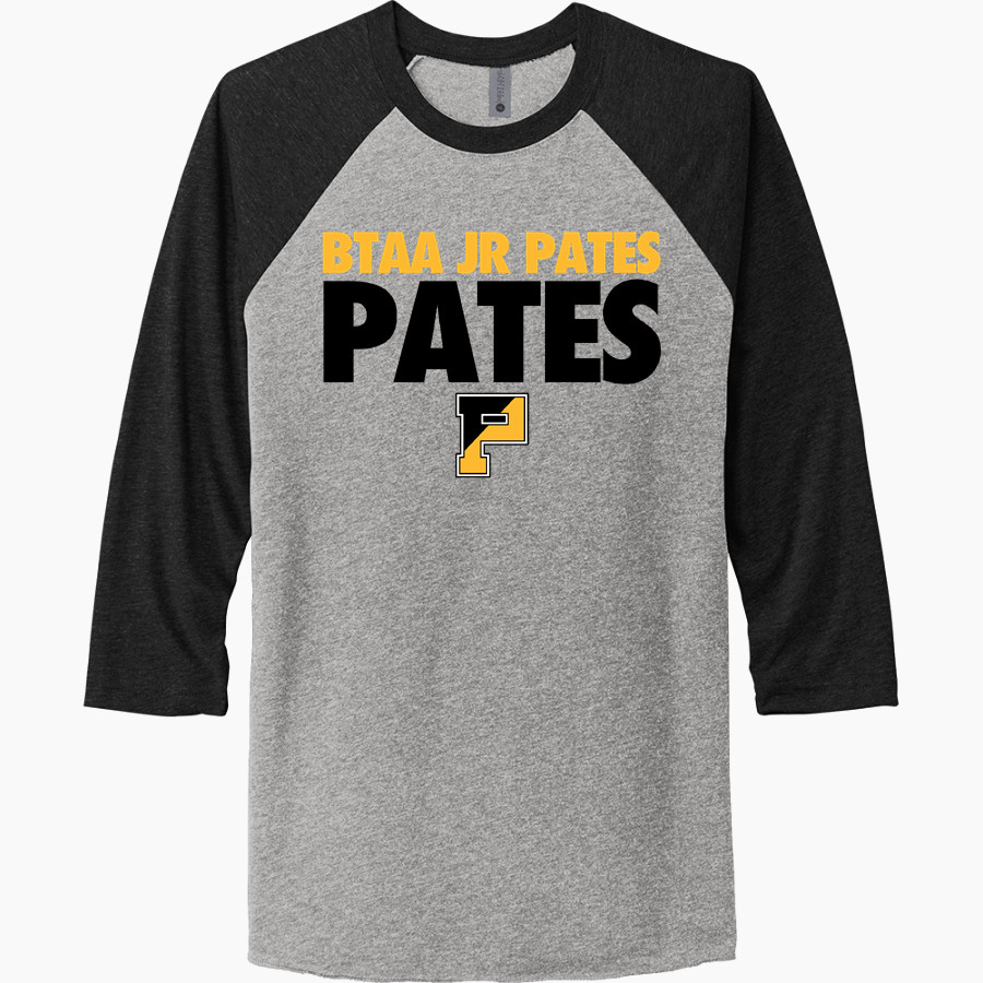 Btaa Jr Pates Pates <span class="pdp-name-mascot">Btaa Jr Pates Pates</span> Next Level Unisex Tri-Blend 3/4-Sleeve Raglan T-Shirt