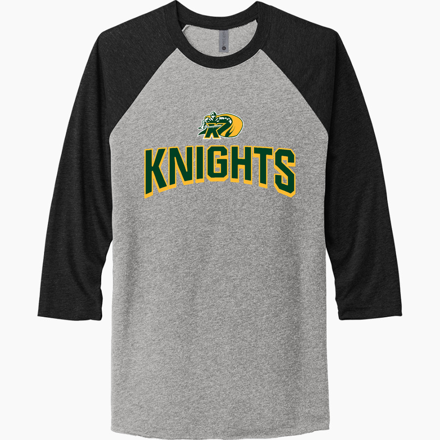 Lutheran Knights Next Level Unisex Tri-Blend 3/4-Sleeve Raglan T-Shirt