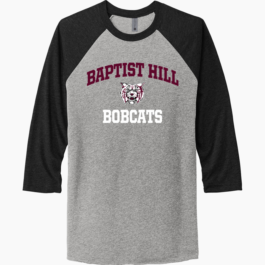 BAPTIST HILL HIGH SCHOOL BOBCATS <span class="pdp-name-mascot">BAPTIST HILL BOBCATS</span> Next Level Unisex Tri-Blend 3/4-Sleeve Raglan T-Shirt