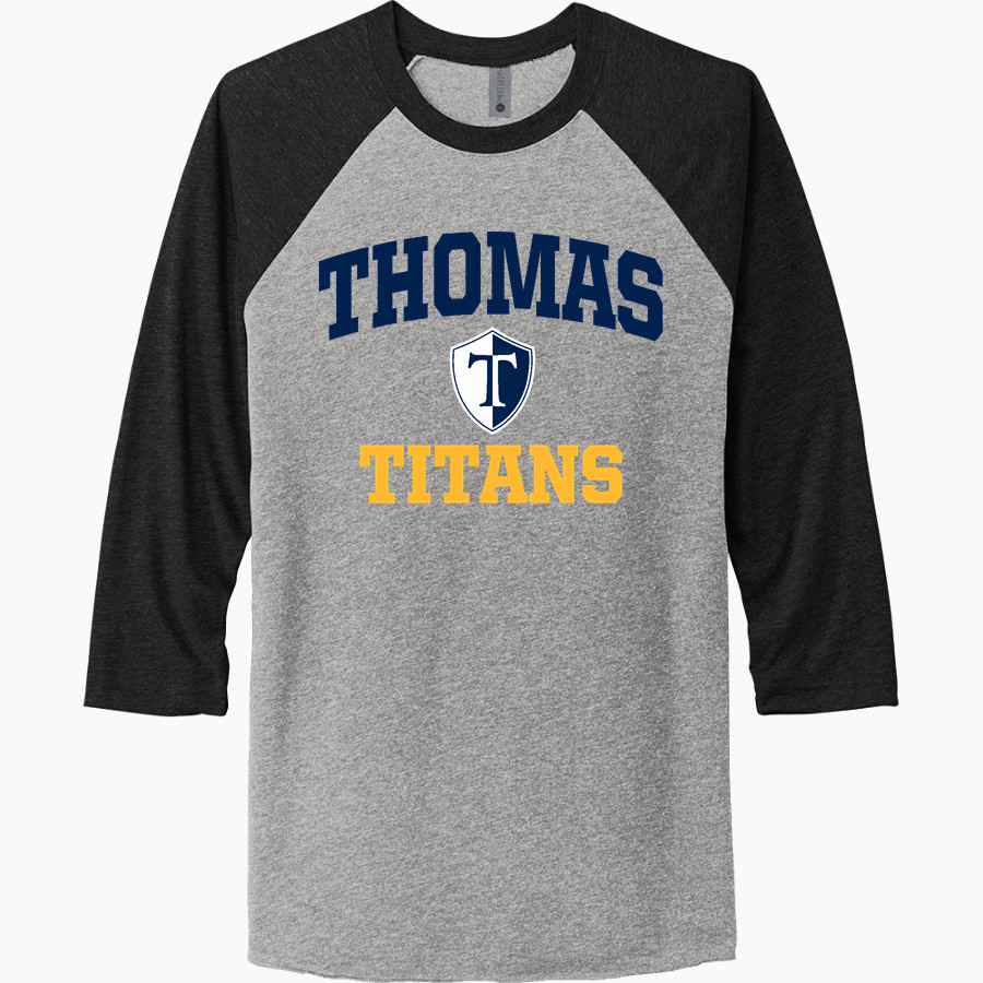 Thomas TITANS <span class="pdp-name-mascot">THOMAS TITANS</span> Next Level Unisex Tri-Blend 3/4-Sleeve Raglan T-Shirt