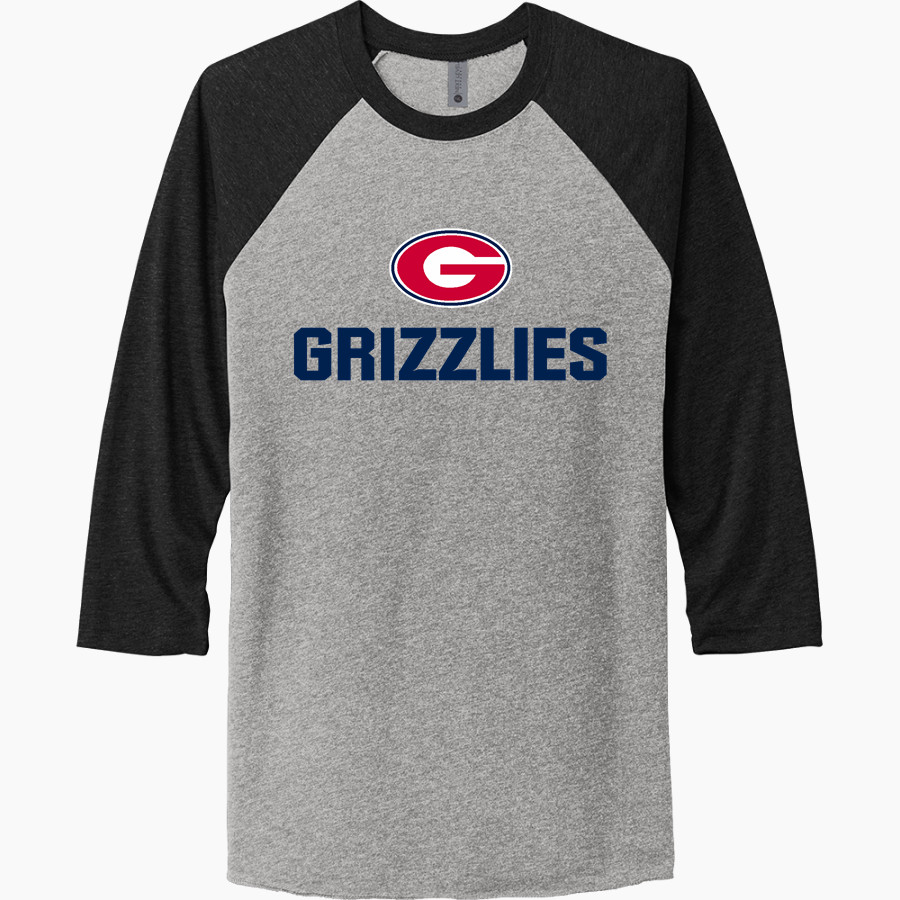 GRASSFIELD HIGH SCHOOL GRIZZLIES <span class="pdp-name-mascot">GRASSFIELD GRIZZLIES</span> Next Level Unisex Tri-Blend 3/4-Sleeve Raglan T-Shirt