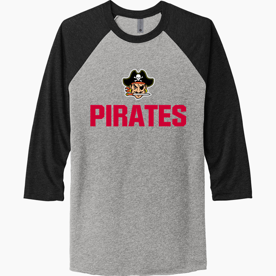 PECK COMMUNITY Pirates <span class="pdp-name-mascot">PECK COMMUNITY SCHOOLS Pirates</span> Next Level Unisex Tri-Blend 3/4-Sleeve Raglan T-Shirt