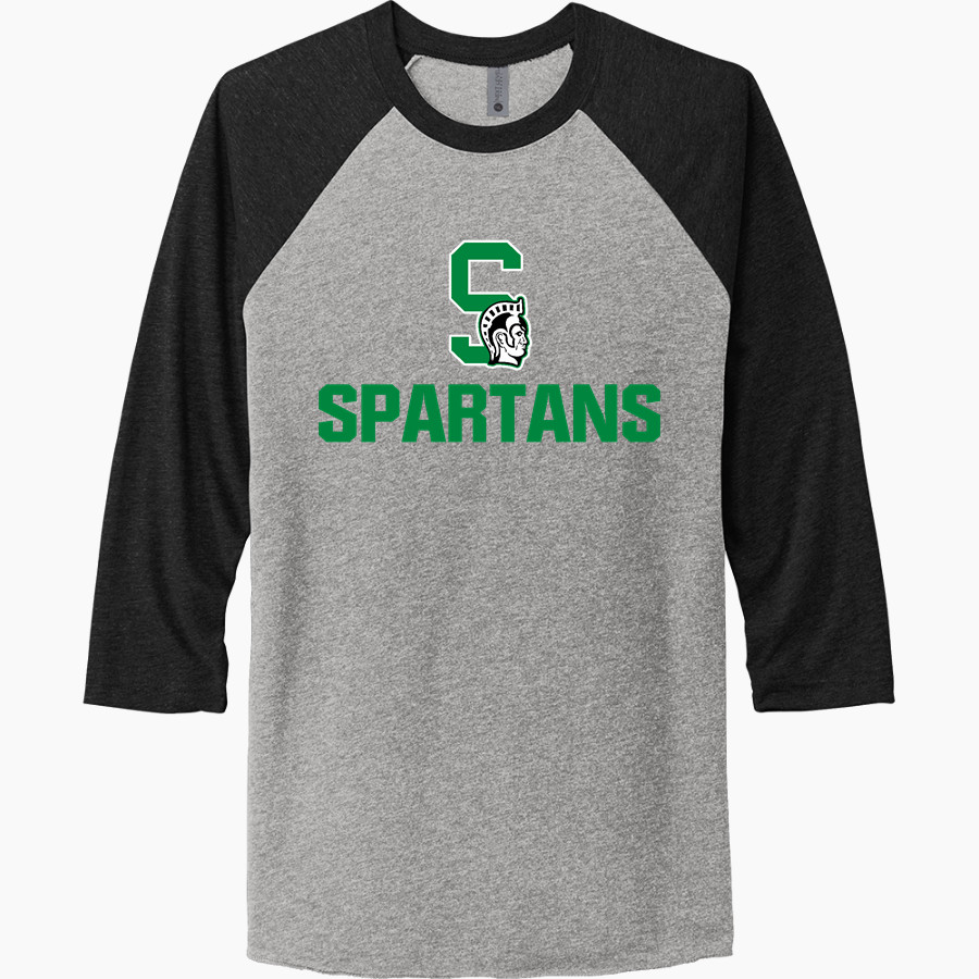 WEST MONONA HIGH SCHOOL SPARTANS Next Level Unisex Tri-Blend 3/4-Sleeve Raglan T-Shirt