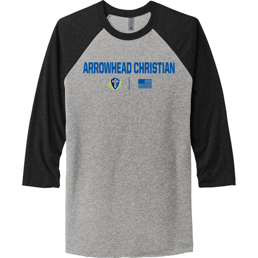 Arrowhead Christian Eagles <span class="pdp-name-mascot">Arrowhead Christian Academy Eagles</span> Next Level Apparel Unisex Tri-Blend 3/4-Sleeve Raglan T-Shirt