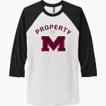 MILLBURY SR HIGH SCHOOL WOOLIES <span class="pdp-name-mascot">MILLBURY MEMORIAL WOOLIES</span> Next Level Unisex Tri-Blend 3/4-Sleeve Raglan T-Shirt Front Thumbnail