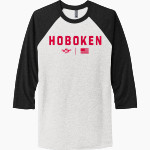 Hoboken Redwings <span class="pdp-name-mascot">Hoboken Redwings</span> Next Level Unisex Tri-Blend 3/4-Sleeve Raglan T-Shirt Front Thumbnail