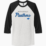 NORTH CROWLEY HIGH SCHOOL PANTHERS Next Level Unisex Tri-Blend 3/4-Sleeve Raglan T-Shirt Front Thumbnail